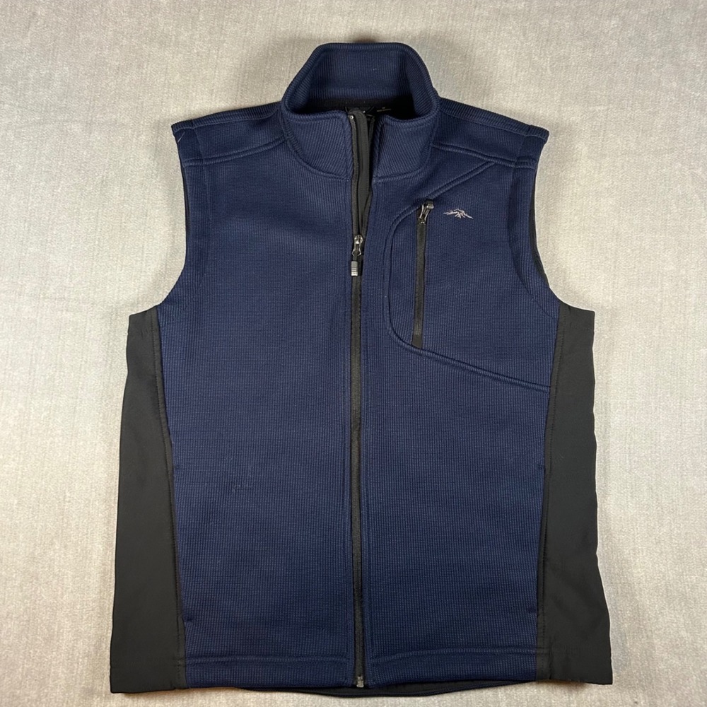Pacific Trail Mens Navy Blue Knit Fleece Lined Full Zip Outdoor Vest Medium